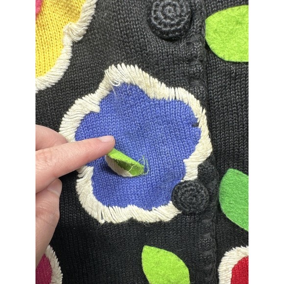 Michael Simon New York Sz L Black Short Sleeves Sweater Women Knit Crochet 1997 - Picture 11 of 14